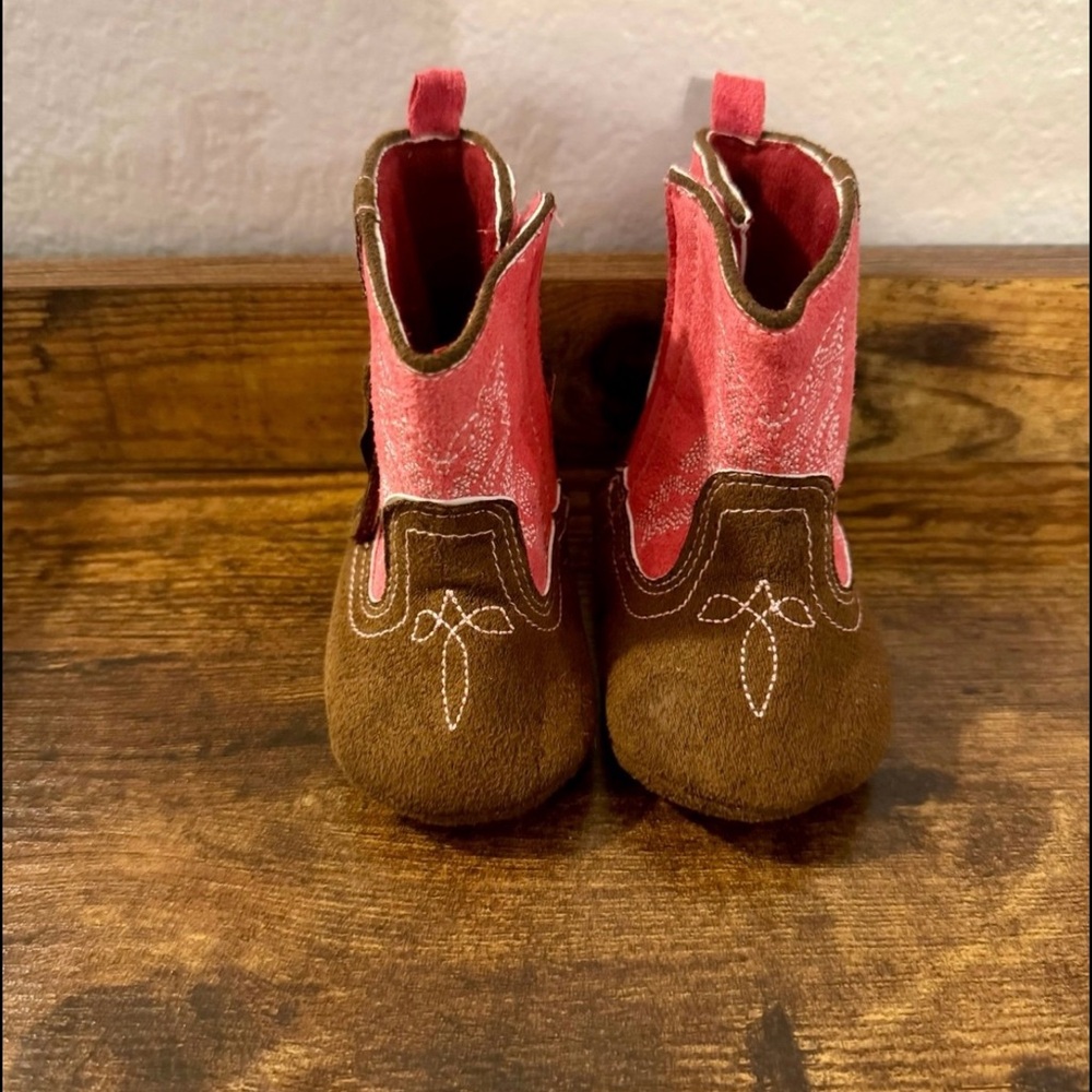 Infant Pink and Brown Western Boots